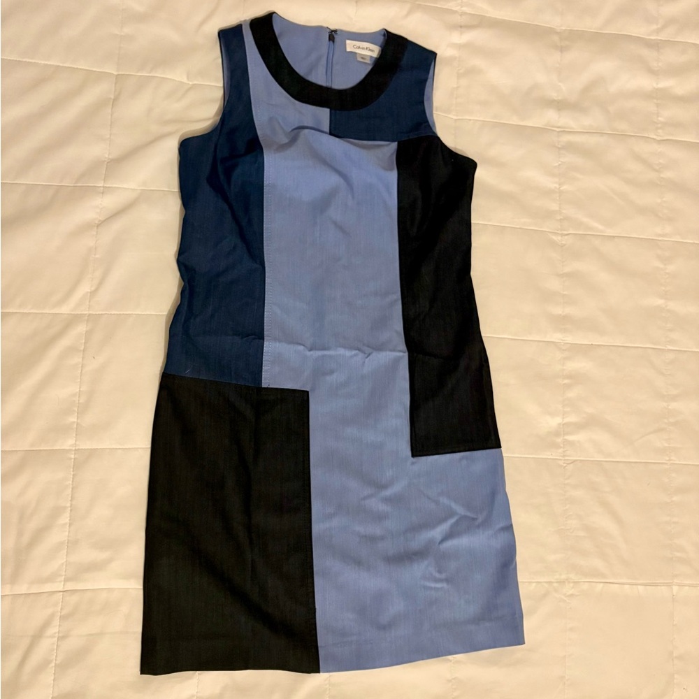 Calvin Klein Blue Patchwork Dress - Picture 2 of 4